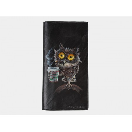 Кожаное портмоне "Утренняя сова" (черное)